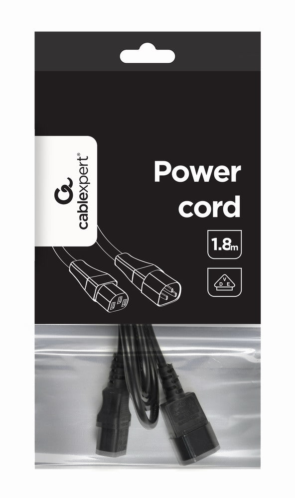 Cablexpert | PC-189-VDE power extension cable 1.8 meter | Black | C14 coupler | C14 coupler