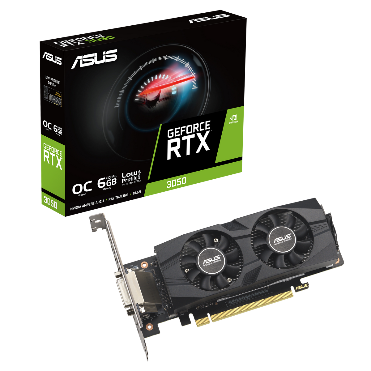 Asus GeForce RTX 3050 LP BRK OC Edition 6GB GDDR6 | NVIDIA | 6 GB | GeForce RTX 3050 | GDDR6 | DVI-D ports quantity 1 | HDMI ports quantity 1 | PCI Express 4.0