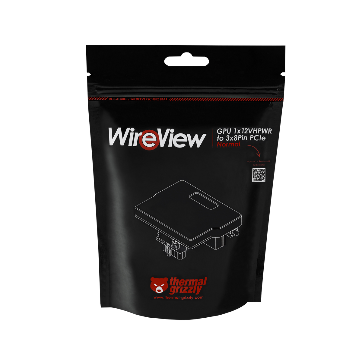 Thermal Grizzly | WireView | GPU 1x12VHPWR to 3x8Pin Normal | Black | N/A
