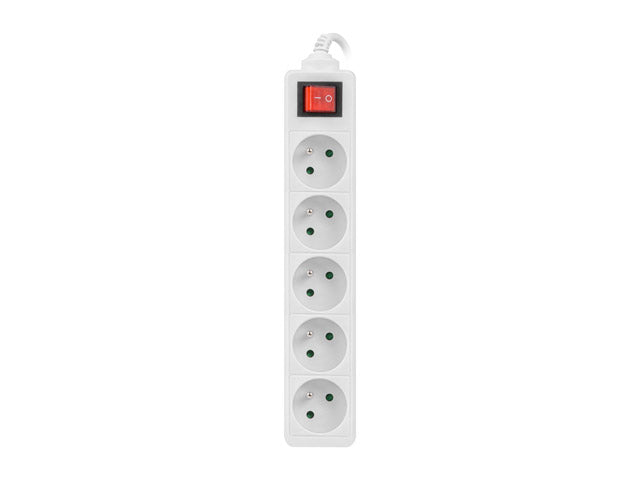 Lanberg Cable Power Strip, 5X French Outlets with Switch, Quality-Grade Copper, 1.5 m | PS1-05E-0150-W