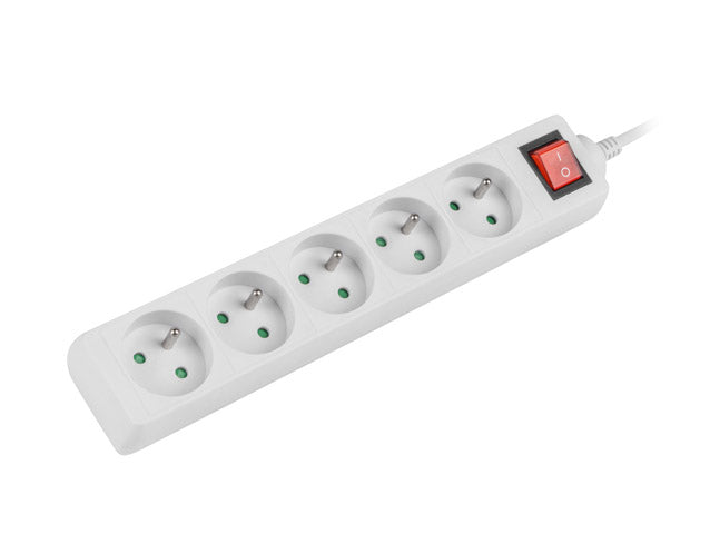 Lanberg Cable Power Strip, 5X French Outlets with Switch, Quality-Grade Copper, 1.5 m | PS1-05E-0150-W