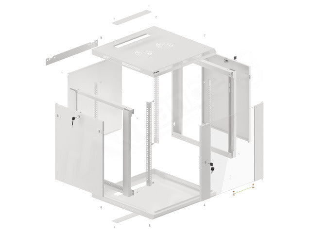 Lanberg | Rack cabinet 19" wall-mount 12U/600x600 (flat pack) V2 | WF01-6612-10S | Grey