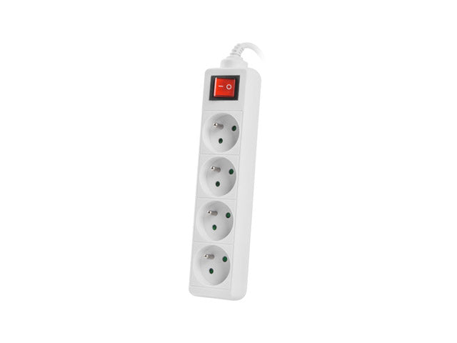 Lanberg Cable Power Strip, 4X French Outlets with Switch, Quality-Grade Copper, 1.5 m | PS1-04E-0150-W