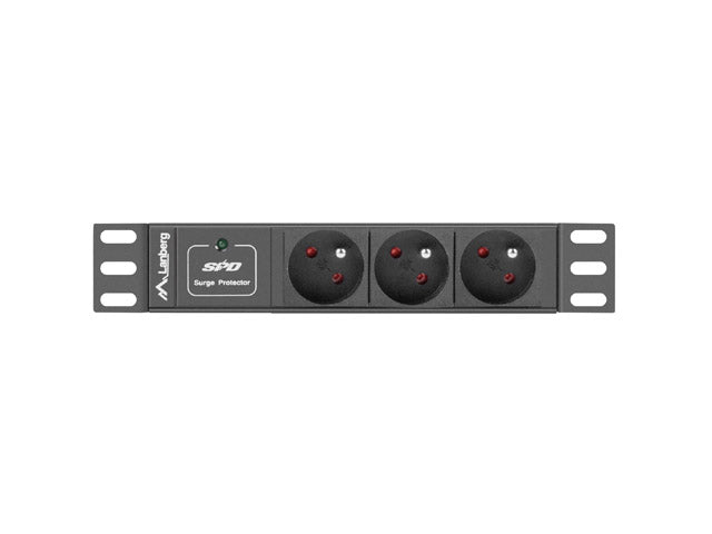 Lanberg Power Distribution Unit (PDU) 10" 1U 16A 2m 3x French Outlets | PDU-03E-0200-BK
