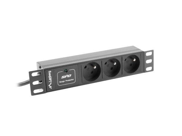 Lanberg Power Distribution Unit (PDU) 10" 1U 16A 2m 3x French Outlets | PDU-03E-0200-BK