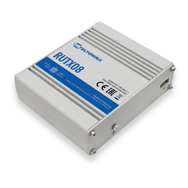 Teltonika | Industrial Router | RUTX08 | No Wi-Fi | 10/100/1000 Mbit/s | Ethernet LAN (RJ-45) ports 4 | Mesh Support No | MU-MiMO No | No mobile broadband | 1 | 24 month(s)