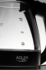 Adler | Kettle | AD 1224 | Standard | 2000 W | 1.5 L | Glass | 360° rotational base | Black