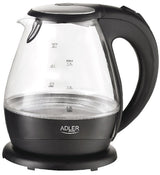 Adler | Kettle | AD 1224 | Standard | 2000 W | 1.5 L | Glass | 360° rotational base | Black