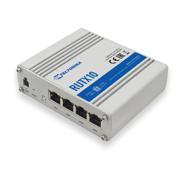 Teltonika | Industrial Router | RUTX10 | 802.11ac | 867 Mbit/s | 10/100/1000 Mbit/s | Mesh Support No | MU-MiMO No | No mobile broadband | 1 | 24 month(s)