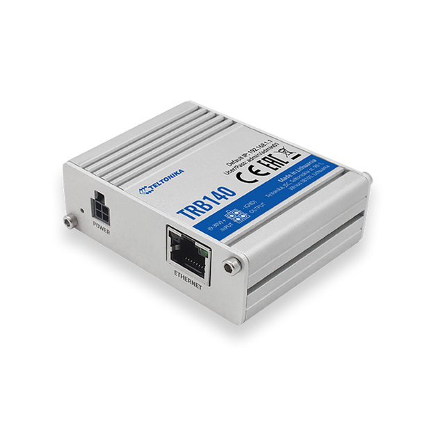Teltonika | LTE Router | TRB140 | No Wi-Fi | 10/100/1000 Mbit/s | Mesh Support No | MU-MiMO No | 2G/3G/4G | Antenna type 1 x SMA for LTE | 1 x Virtual network interface via micro USB | 24 month(s)