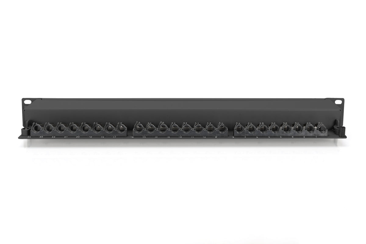 CAT 6A | Patch Panel | RJ45, 8P8C | Suitable for 483 mm (19") cabinet mounting; Transmission properties: Category 6A, Class EA; Area of application: Up to 500 MHz, 10GBase-T; Size:482.6 x 44 x 109mm | RJ45 shielding (Tinned bronze)