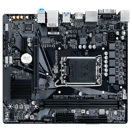 Gigabyte | H610M S2H V2 1.0 | Processor family Intel | Processor socket LGA1700 | DDR5 DIMM | Supported hard disk drive interfaces M.2, SATA | Number of SATA connectors 4