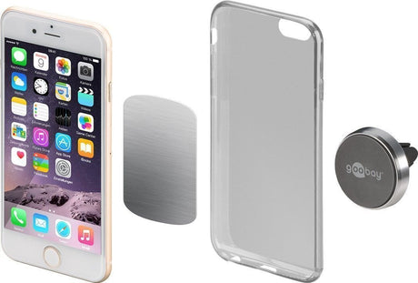 Goobay | Magnetic mount Metal Slim Design for smartphones (35mm) | 38685 | Black/Silver | Magnetic holder is suitable for almost every smartphone; Quick-Snap assembly technology for quick and easy use; Smart and almost invisible fastening option on the ca