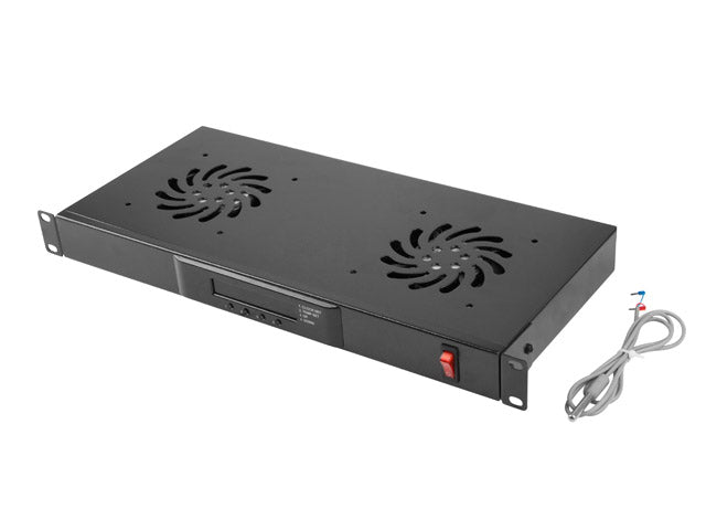 Lanberg 19" fan unit/ventilation panel with LCD 2 fans + thermostat 230V | AK-1502-B | Black