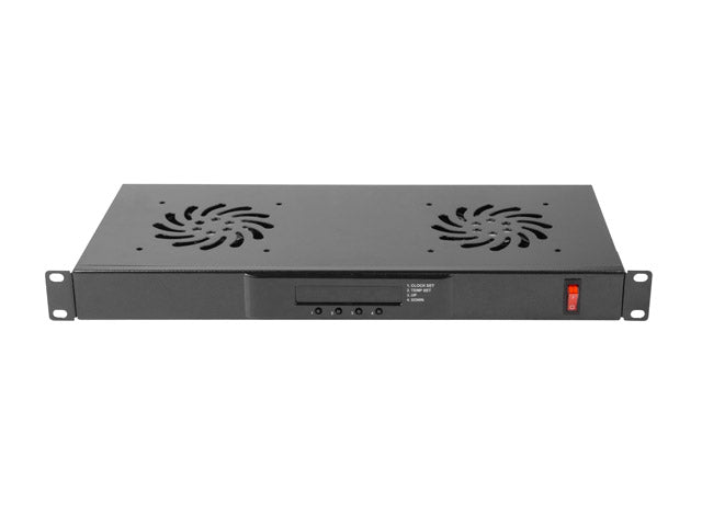 Lanberg 19" fan unit/ventilation panel with LCD 2 fans + thermostat 230V | AK-1502-B | Black