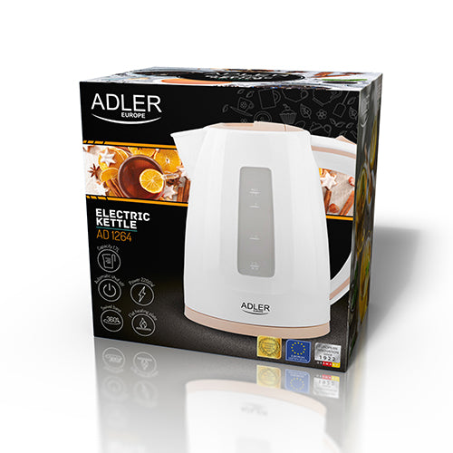 Adler | Kettle | AD 1264 | Standard | 2200 W | 1.7 L | Plastic | 360° rotational base | White