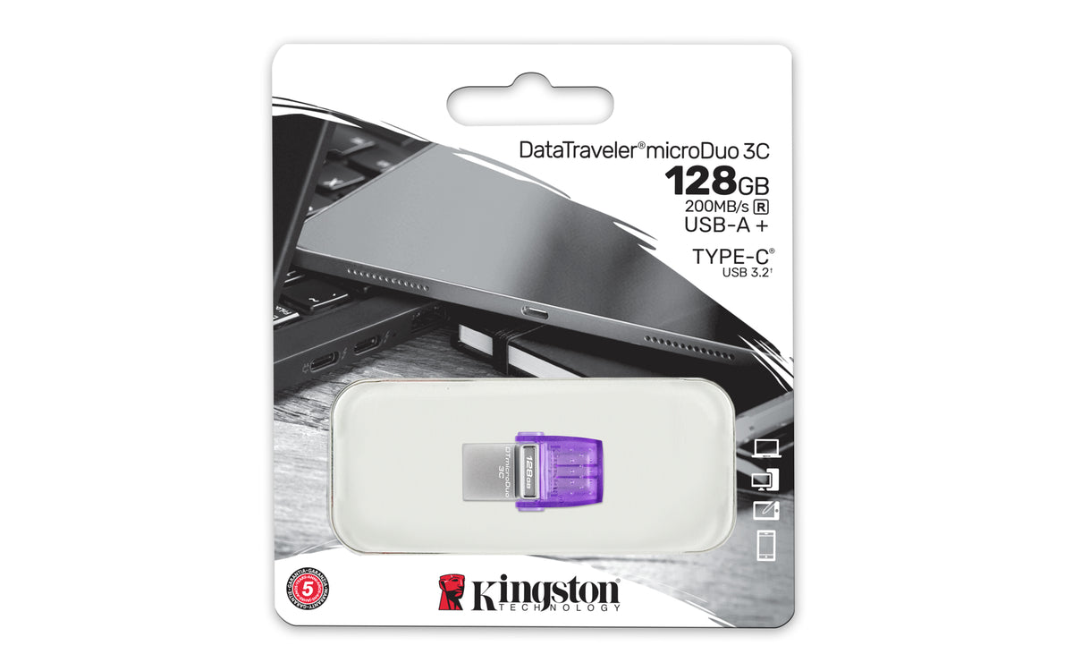 Kingston | DataTraveler | DT Micro Duo 3C | 128 GB | USB Type-C/Type-A | Purple