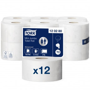 Tualetinis popierius Tork Advanced Mini Jumbo T2, 2 sl., 170m, 12 vnt.