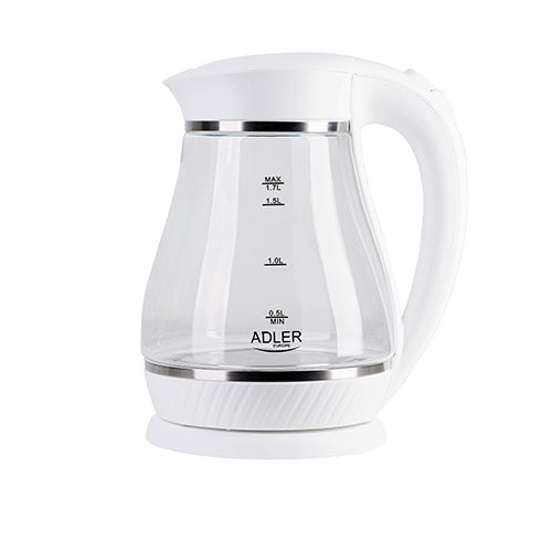 Adler | Kettle | AD 1274 | Electric | 2200 W | 1.7 L | Polypropylene/Glass | 360° rotational base | White