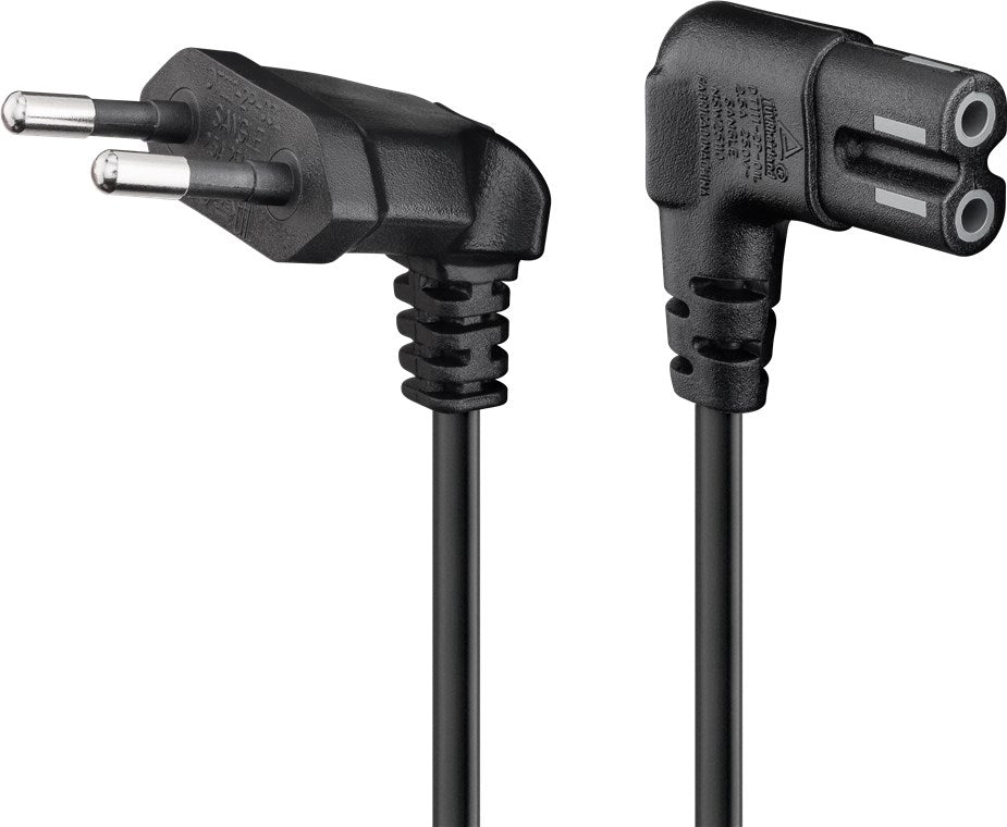 Goobay | 97350 | Euro connection cord, both ends angled | Black Euro male (Type C CEE 7/16) | Device socket C7