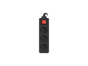 Lanberg Cable Power Strip, 3X French Outlets with Switch, Quality-Grade Copper, 3 m | PS1-03E-0300-BK