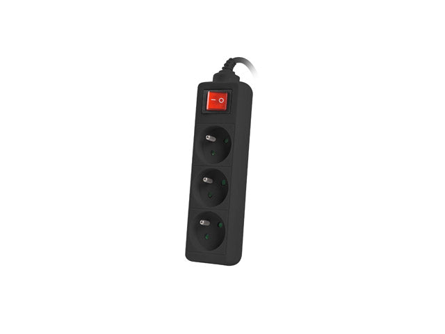 Lanberg Cable Power Strip, 3X French Outlets with Switch, Quality-Grade Copper, 3 m | PS1-03E-0300-BK