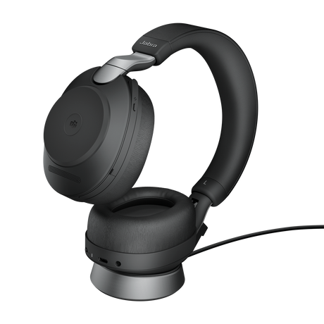 Jabra Evolve2 85 MS Stereo Link380c Belaidės/Laidinės ausinės Bluetooth, 3.5mm jack, Stand, Juoda