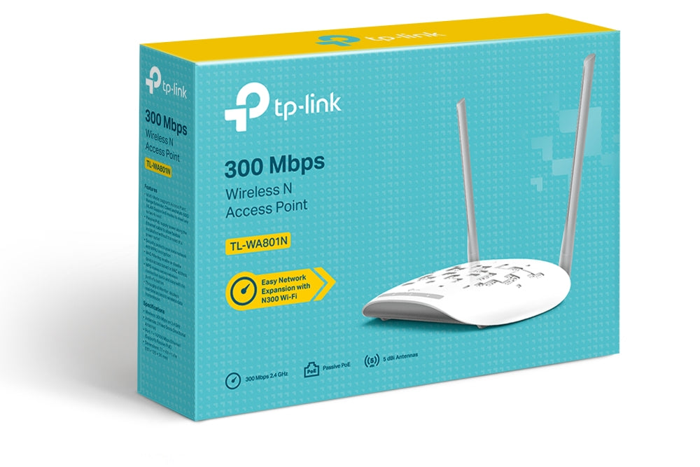 TP-LINK | Access Point | TL-WA801N | 802.11n | 2.4 | 300 Mbit/s | 10/100 Mbit/s | Ethernet LAN (RJ-45) ports 1 | MU-MiMO No | PoE in/out | Antenna type 2 x Fixed Omni-Directional Antennas