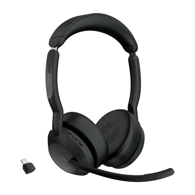 Jabra Evolve2 55 MS Stereo Link380c Belaidės ausinės Bluetooth USB-C, Juoda