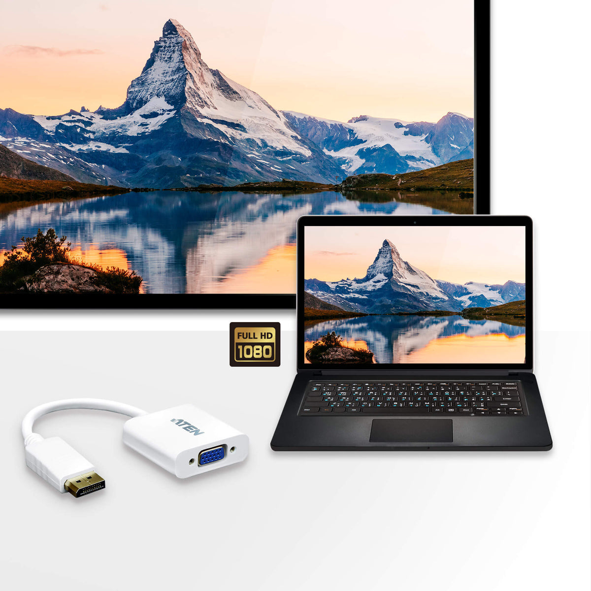 Aten | DisplayPort to VGA Adapter | VC925 | DP to VGA