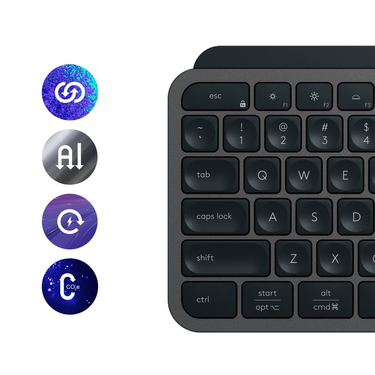 Logitech MX Keys S Belaidė klaviatūra, RF Wireless+Bluetooth, Illuminated, US Int, Graphite