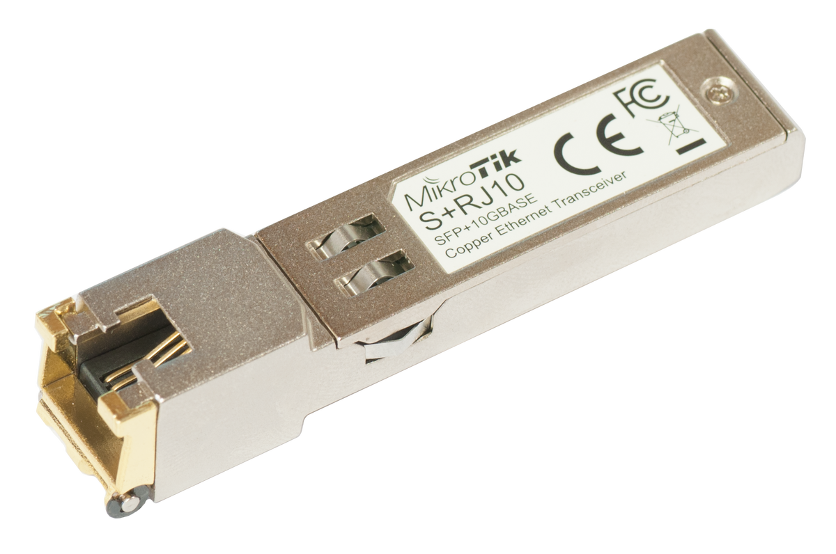 MikroTik | S+RJ10 | SFP+ | Copper | RJ-45 | 10/100/1000/10000 Mbit/s | Maximum transfer distance 200 m | -20 to +60C | COMPATIBLE ONLY WITH ACTIVE COOLING SWITCHES (DISCONNECTS WITH PASSIVE COOLING SWITCHES) -20 to +60C
