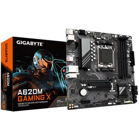 Gigabyte | A620M GAMING XG10 | Processor family AMD | Processor socket AM5 | DDR5 DIMM | Memory slots 4 | Supported hard disk drive interfaces 	SATA, M.2 | Number of SATA connectors 4 | Chipset AMD A620 | Micro ATX