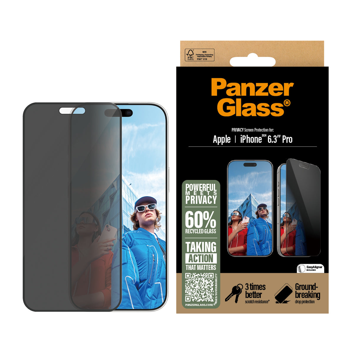 PanzerGlass Screen protector | Apple | iPhone 16 Pro | Glass | Black | Ultra-Wide Fit
