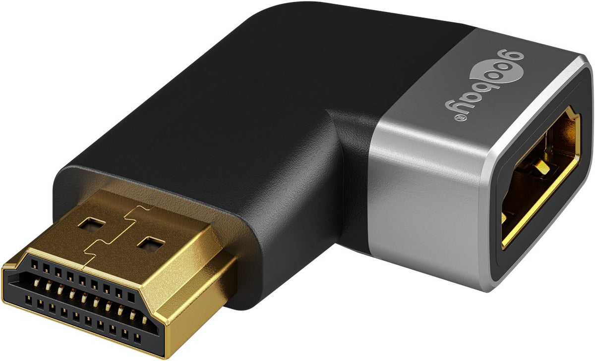 Goobay HDMI Angled Adapter 270° Horizontal, 8K @ 60 Hz, Gold-Plated, Black/Silver | 72012