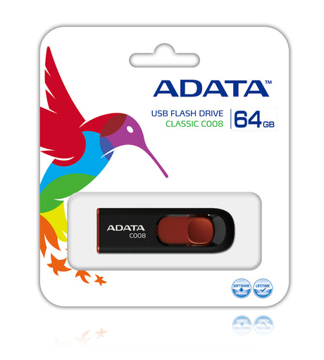 ADATA | C008 | 64 GB | USB Type-A | Black/Red