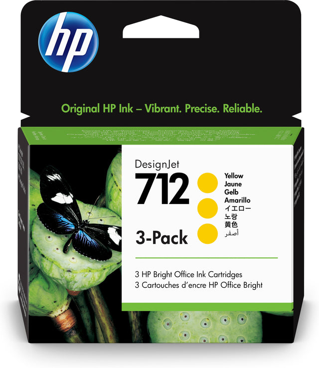 HP 712 3-pack (3ED79A) Rašalinė kasetė, Geltona