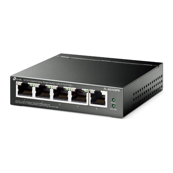 TP-Link TL-SG105PE 5-Port Gigabit Easy Smart Šakotuvas su 4-Port PoE+