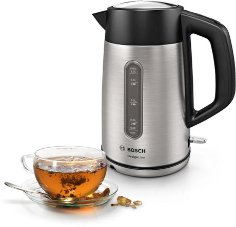 Bosch | Kettle | DesignLine TWK4P440 | Electric | 2400 W | 1.7 L | Stainless steel | 360° rotational base | Black/Stainless Steel