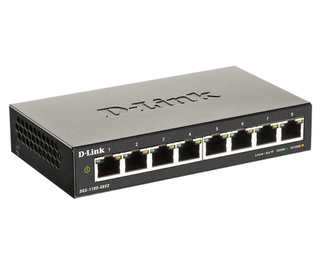 D-Link | Smart Gigabit Ethernet Switch | DGS-1100-08V2 | Managed | Desktop | Power supply type External | 24 month(s)