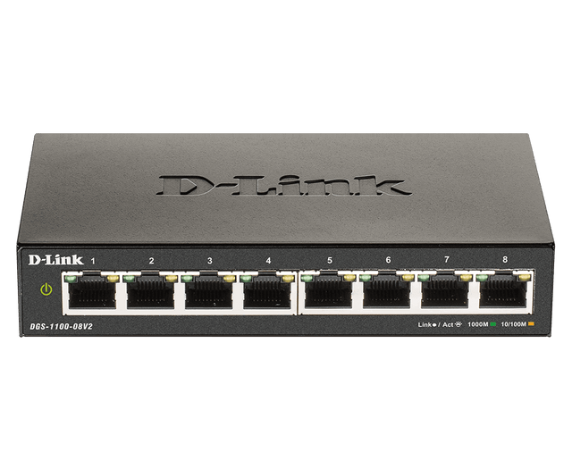 D-Link | Smart Gigabit Ethernet Switch | DGS-1100-08V2 | Managed | Desktop | Power supply type External | 24 month(s)