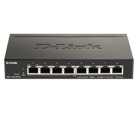 D-Link | 8-Port Gigabit PoE Smart Managed Switch | DGS-1100-08PV2 | Web managed | Desktop | Power supply type External