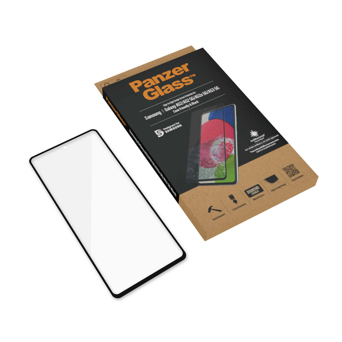 PanzerGlass | Samsung | Galaxy A52 | Black/Transparent | Antifingerprint screen protector