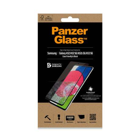 PanzerGlass | Samsung | Galaxy A52 | Black/Transparent | Antifingerprint screen protector
