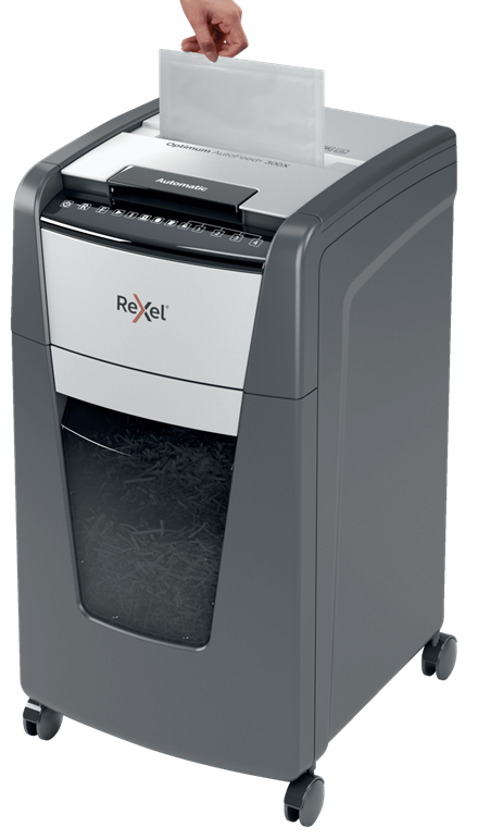 Rexel Optimum AutoFeed+ 300M Dokumentų naikiklis Micro-cut shredding 2x15 mm P-5 60L 55 dB