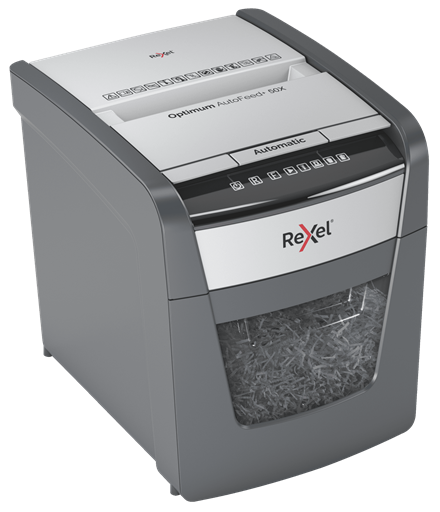 Rexel Optimum AutoFeed+ 50X Dokumentų naikiklis Cross cut shredding 4x28mm P-4 20L 55dB, Pilka/Juoda
