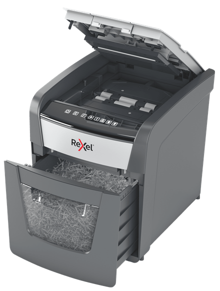 Rexel Optimum AutoFeed+ 50X Dokumentų naikiklis Cross cut shredding 4x28mm P-4 20L 55dB, Pilka/Juoda