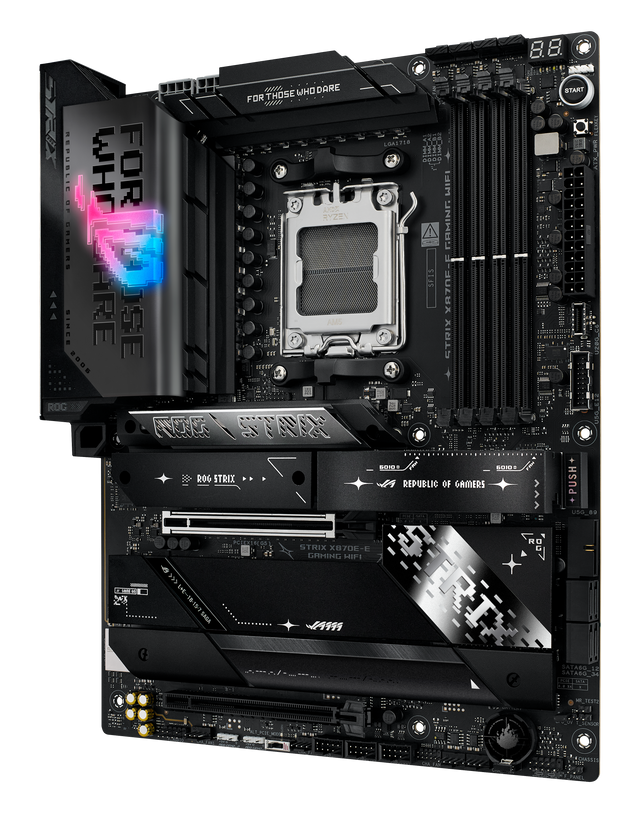 Asus ROG STRIX X870E-E GAMING WIFI | Processor family AMD | Processor socket AM5 | DDR5 | Supported hard disk drive interfaces SATA, M.2 | Number of SATA connectors 4