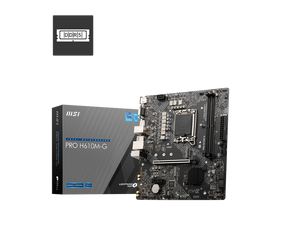 MSI | PRO H610M-G | Processor family Intel | Processor socket LGA1700 | DDR5 | Supported hard disk drive interfaces SATA, M.2 | Number of SATA connectors 4