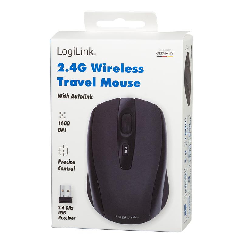 Logilink | Maus optisch Funk 2.4 GHz | wireless | 2.4GH wireless mini mouse with autolink | Black